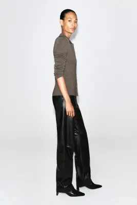 CHEMISE EN LAINE MÉRINOS SANS COUTURES - BRUN CLAIR CHINÉ — photo 5