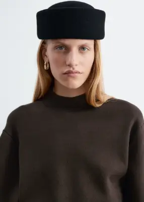Robe courte en maille à col montant - Marron foncé — photo 3