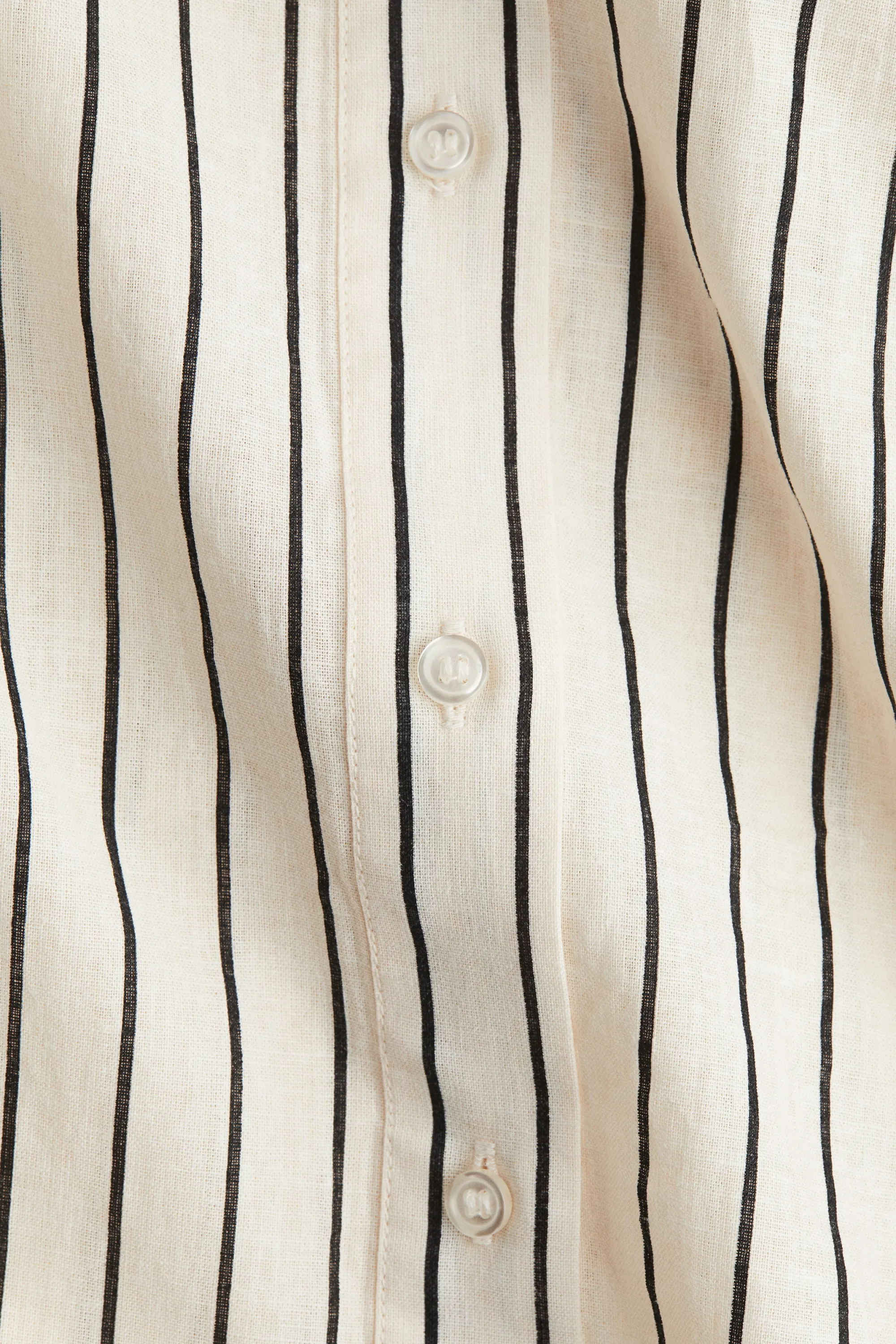 Robe chemise en lin mélangé - Crème/rayé