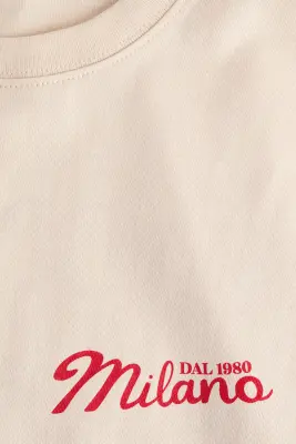 T-shirt oversize avec motif imprimé - Beige clair/Macchiato — photo 5