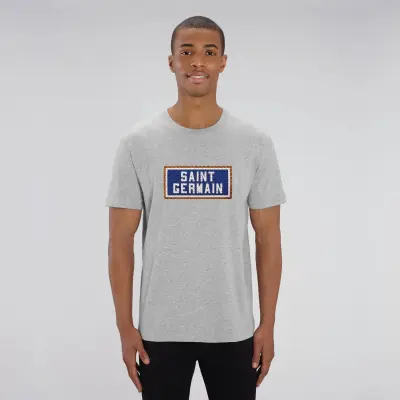 T-SHIRT COTON BIO BRODÉ - SAINT GERMAIN - GRIS — photo 4