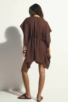 Robe caftan de plage - Marron foncé — photo 3