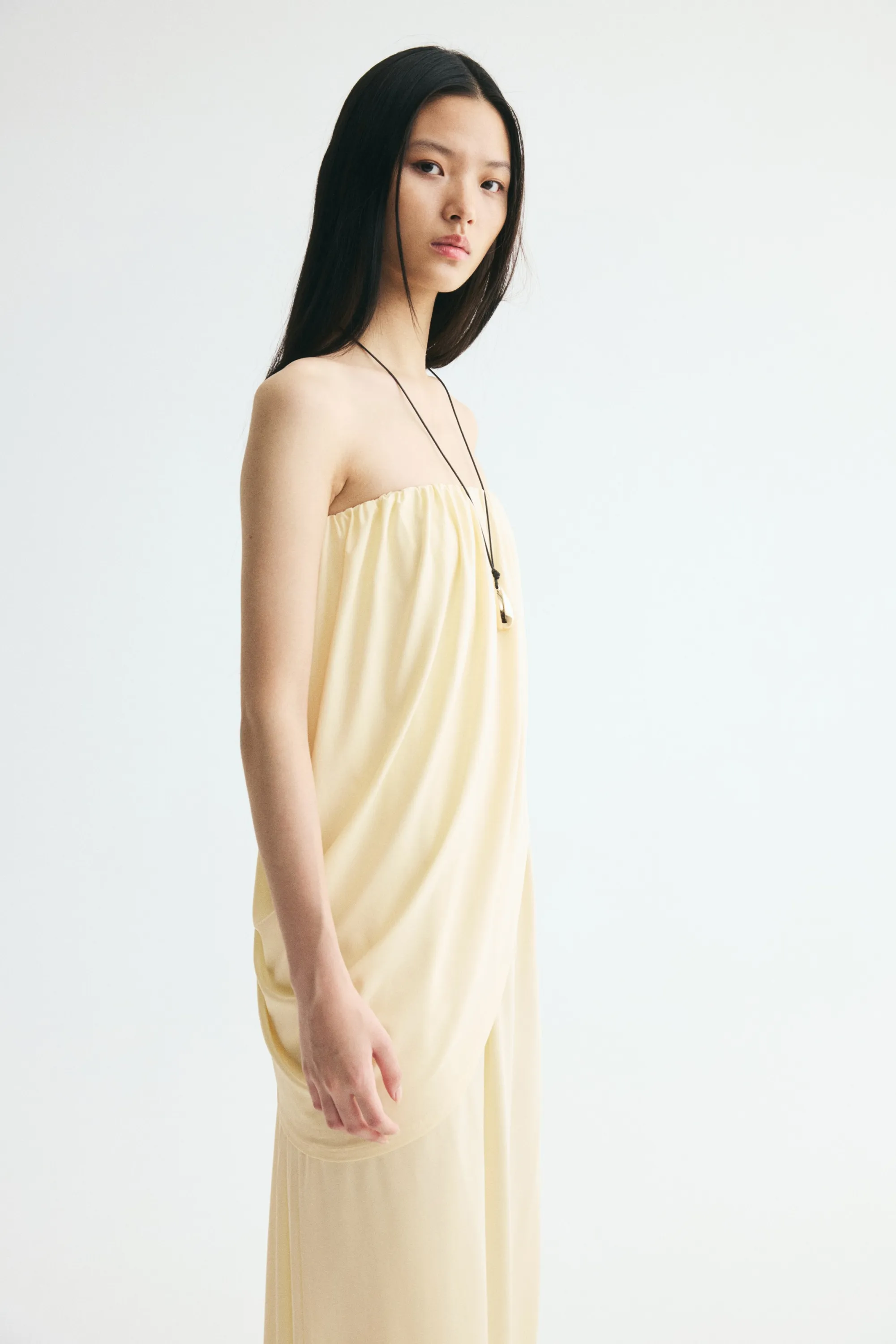 Robe bandeau à effet drapé - Jaune pâle