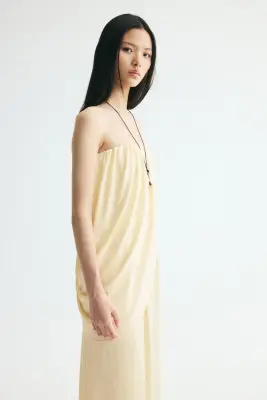 Robe bandeau à effet drapé - Jaune pâle — photo 1