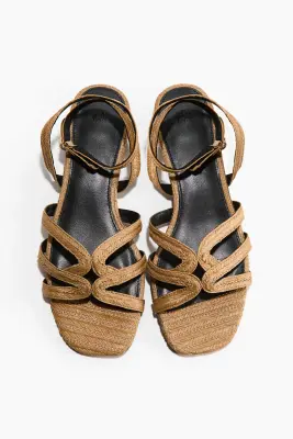 Sandales en paille tressée - Beige — photo 4