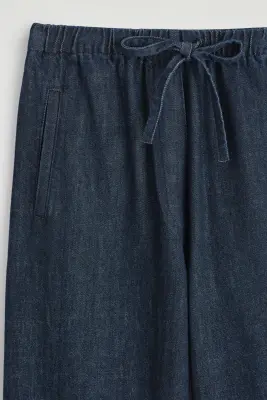 PANTACOURT LARGE EN DENIM - BLEU FONCÉ — photo 5