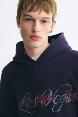 Hoodie imprimé Oversized Fit - Bleu foncé/Las Vegas — photo 2