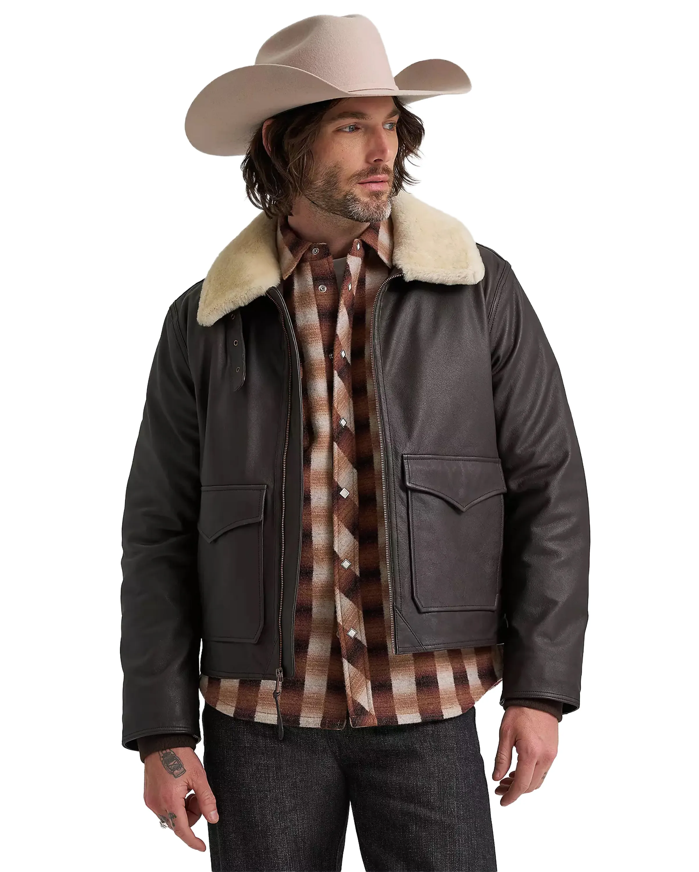 Blue Bell Regular Leather Aviator Jacket Chocolate Torte