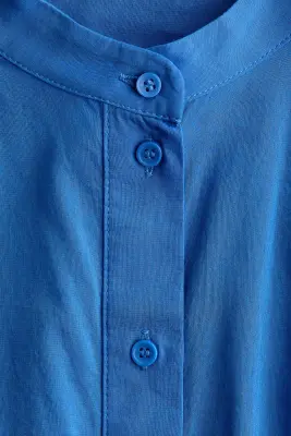 Blouse en coton mélangé - Bleu — photo 5