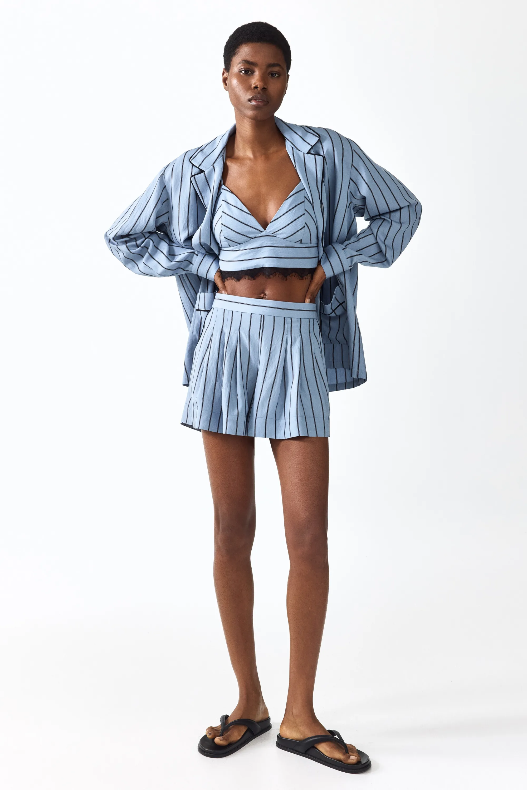 Short chic - Bleu clair/rayé