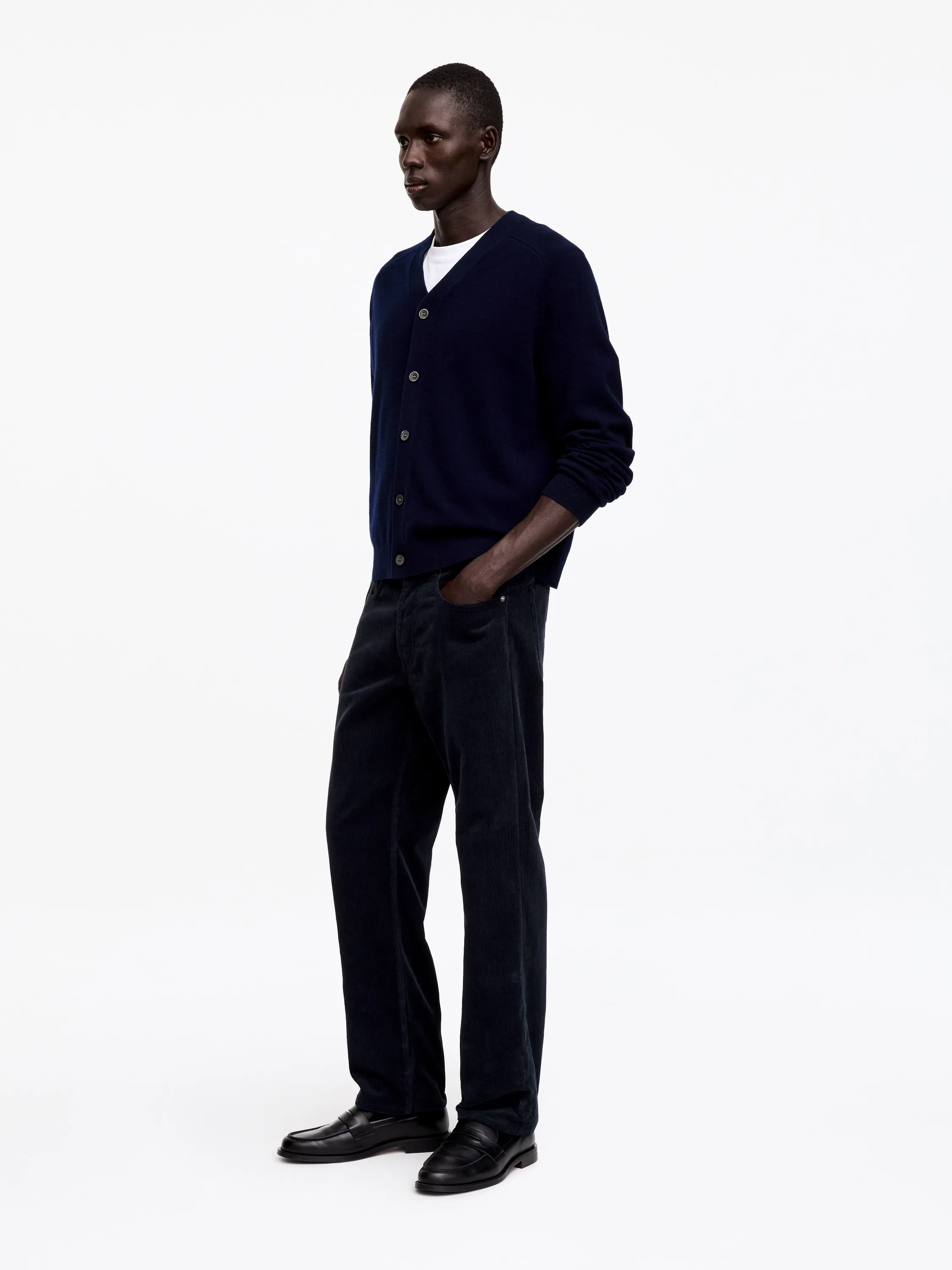 Pantalon ample en velours côtelé OCEAN - Bleu foncé