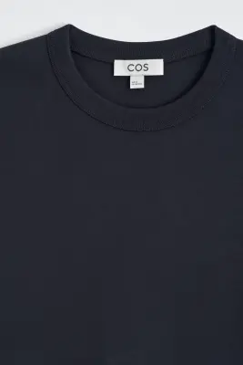 T-SHIRT À COL ROND EN COTON INTERLOCK - BLEU MARINE — photo 5