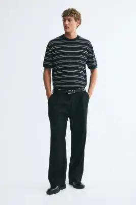 T-shirt Relaxed Fit en maille - Bleu marine/rayé — photo 2