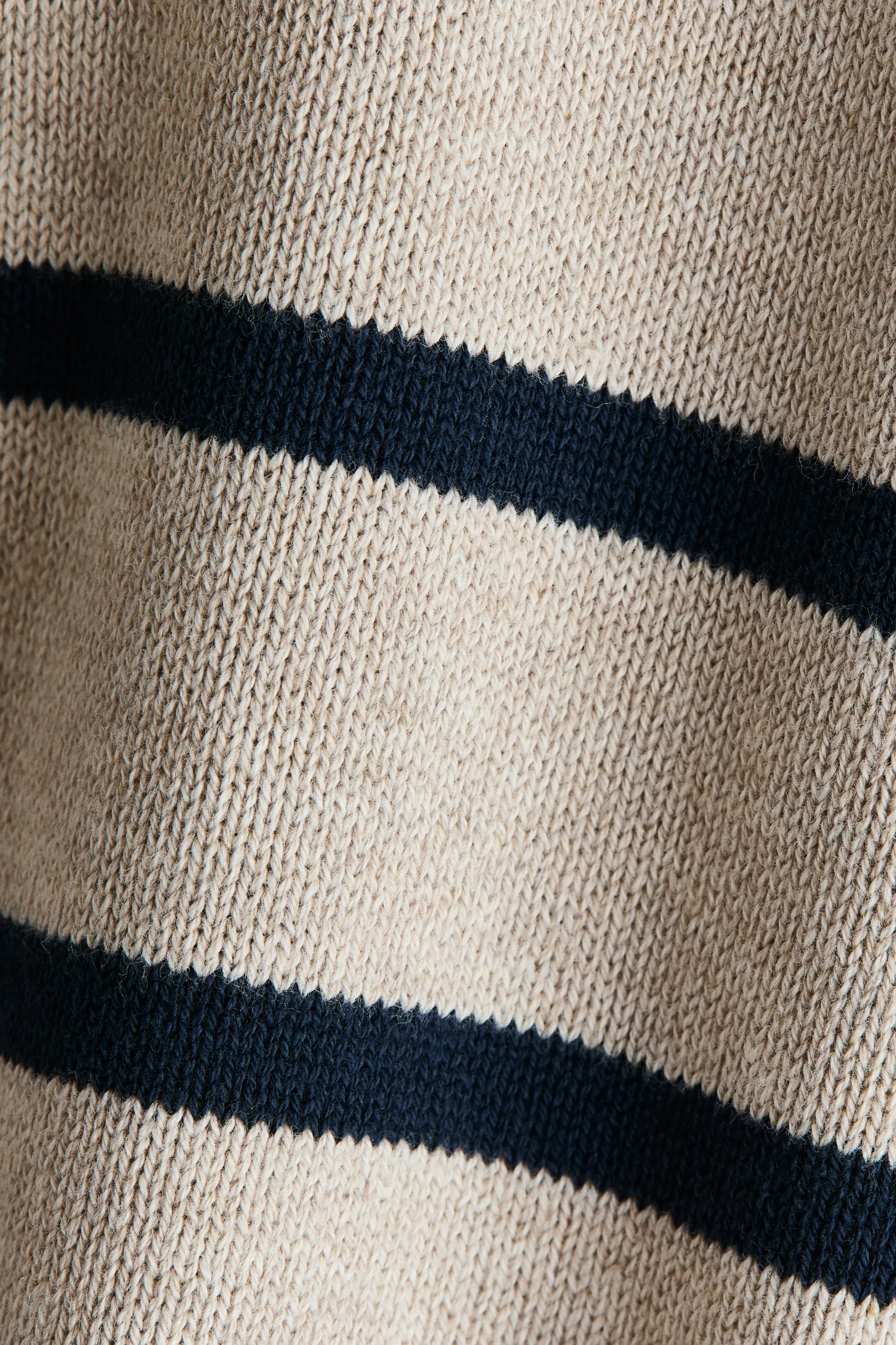 Pull en maille de coton jacquard - Beige clair/rayures bleues