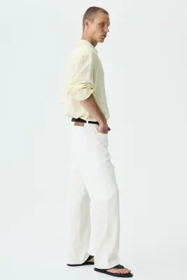 Pantalon Relaxed Fit en coton - Blanc — photo 2