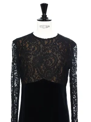 Robe manches longues en dentelle et velours noir Taille 36/38 — photo 4