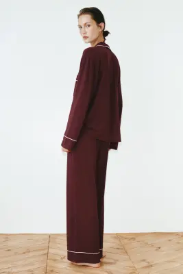 Pyjama en viscose mélangée - Bordeaux — photo 3