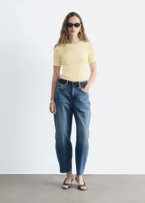 T-shirt côtelé - Jaune clair — photo 2