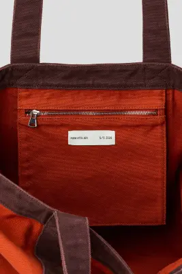 Tote bag en toile - Orange foncé/bordeaux — photo 4