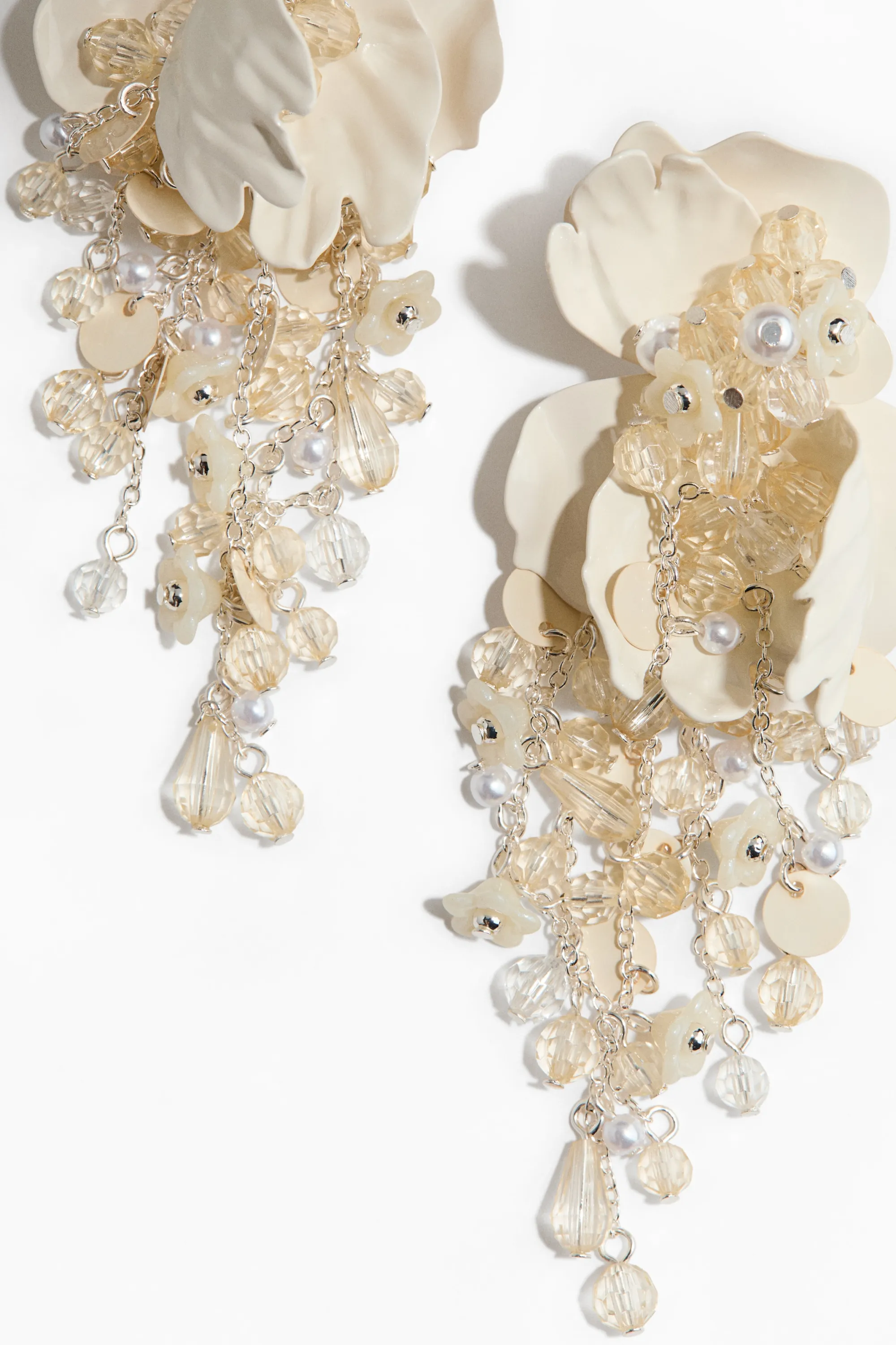 Boucles d'oreilles avec grappes fleuries - Crème