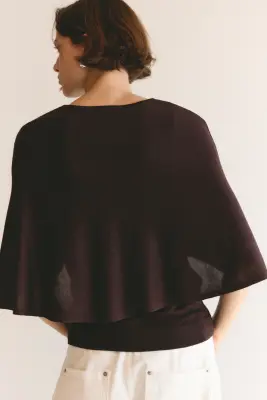 Top cape en maille fine - Bordeaux — photo 2
