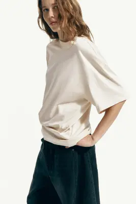 T-shirt oversize - Beige clair — photo 3