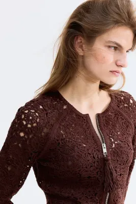 Gilet façon crochet - Marron foncé — photo 1