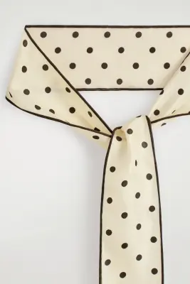 FOULARD FIN EN SOIE À POIS - JAUNE / MARRON / À POIS — photo 4