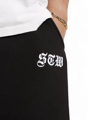 Fleece Sweat Pant STW Brodé Black White — photo 5