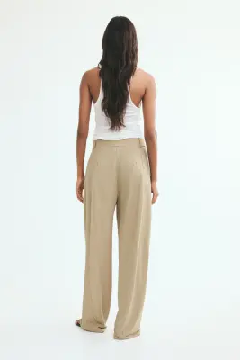Viscose-blend barrel trousers - Beige foncé — photo 3