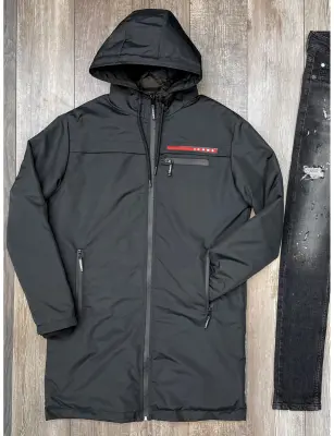 Veste Icon2 veste longue noir a capuche