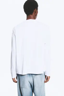 T-shirt ample à manches longues - Blanc — photo 2