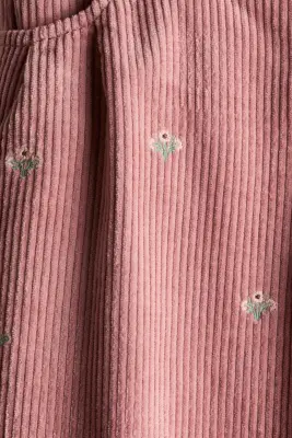 Pantalon en velours côtelé avec motifs brodés - Vieux rose/fleurs — photo 3