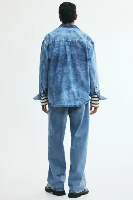 Chemise Relaxed Fit en denim délavé - Bleu denim délavé — photo 3