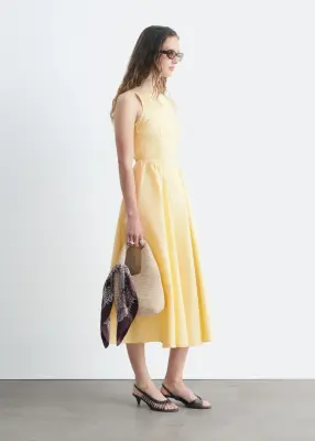 Robe midi avec liens au dos - Jaune — photo 4