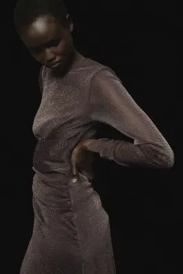 Robe en mesh scintillant - Marron foncé — photo 4