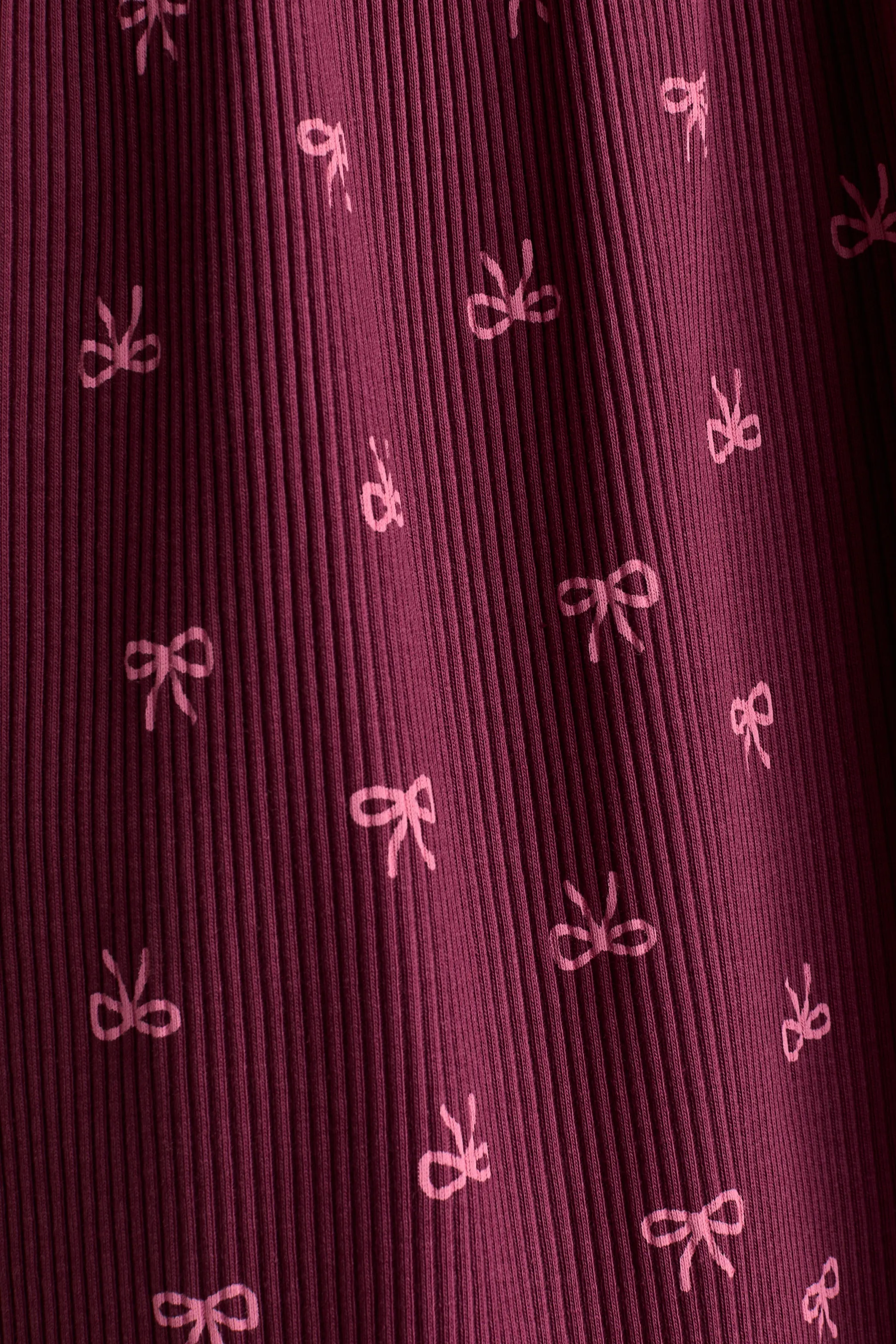 Robe imprimée en coton - Rouge foncé/nœuds