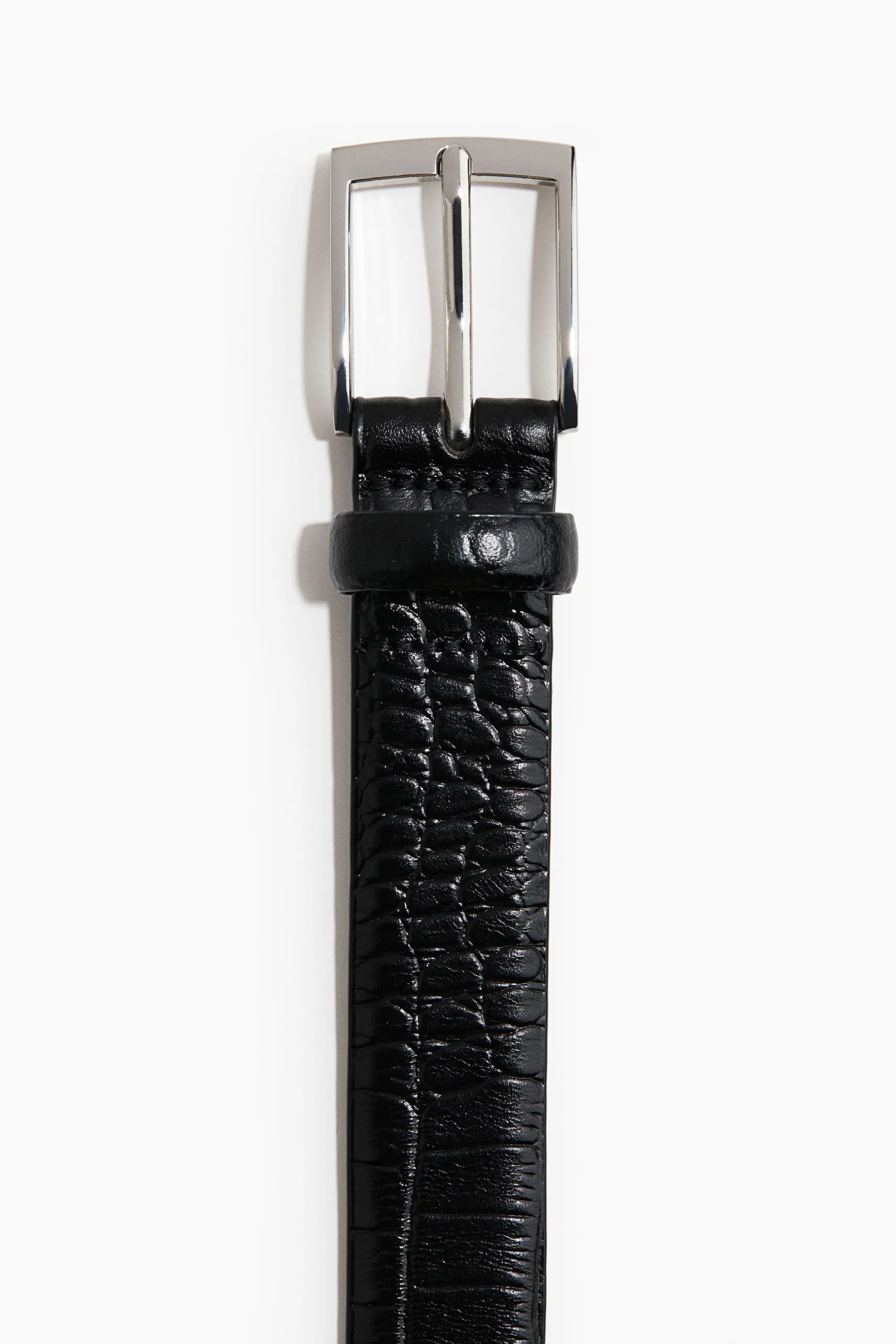 Ceinture en cuir - Noir/imitation peau de serpent