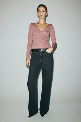 Top scintillant avec détail torsadé - Vieux rose — photo 1