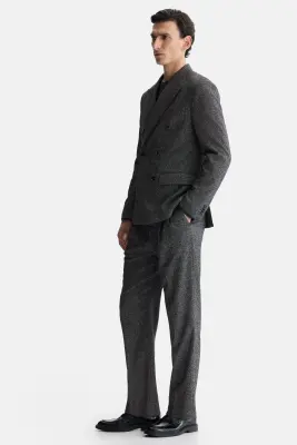 Veste Regular Fit à fermeture croisée - Gris foncé chiné — photo 4