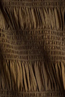 Robe smockée - Vert kaki foncé — photo 4
