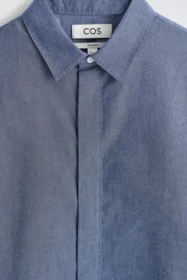 CHEMISE À MANCHES LONGUES EN CHAMBRAY - BLEU — photo 5
