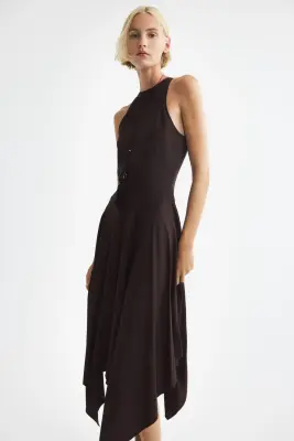 Robe en viscose avec base en pointes - Marron foncé — photo 1