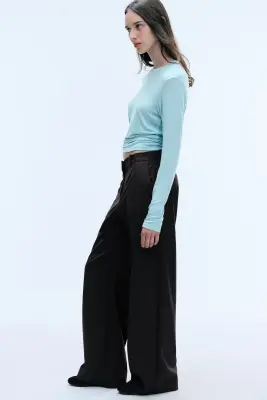 Pantalon de costume coupe ample taille basse - Marron foncé — photo 2