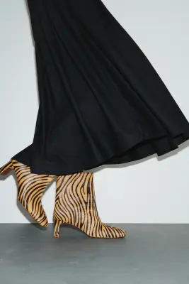 Bottines en cuir - Beige/imitation tigre — photo 3