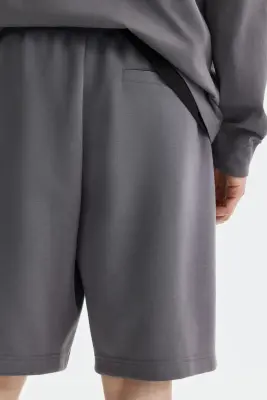 Short Relaxed Fit en interlock - Gris foncé — photo 4