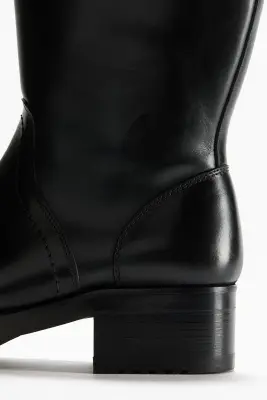Bottes en cuir de hauteur mi-mollet - Noir — photo 3