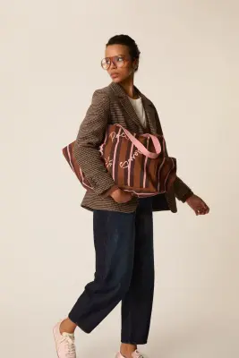 Tote Bag XXL Rayures Cognac — photo 1