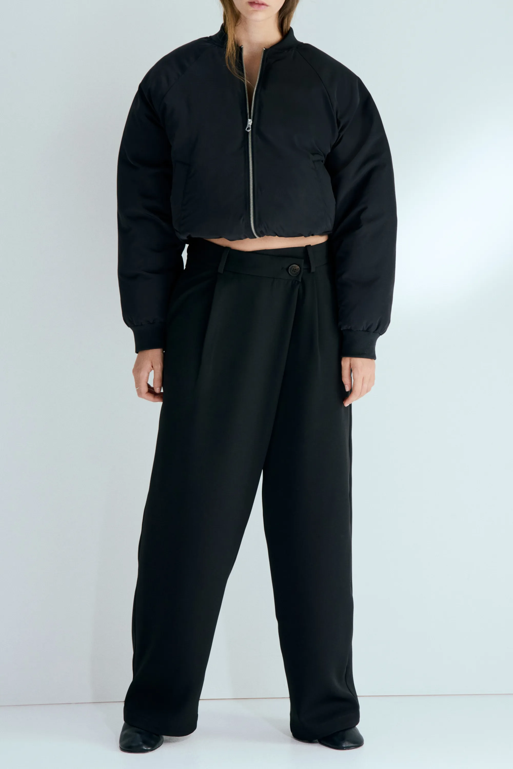 Pantalon chic à effet croisé - Noir