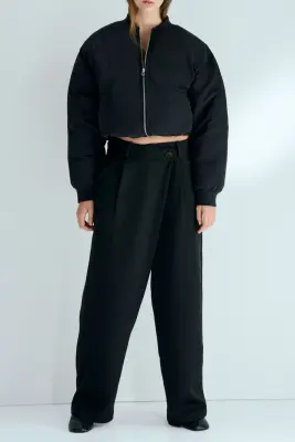 Pantalon chic à effet croisé - Noir — photo 1